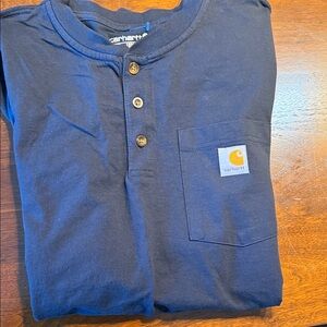 Carhartt Men's Dark Blue Long Sleeve Henley with Pocket